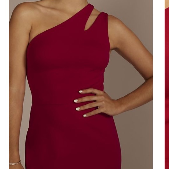NWT Red One-shoulder Dress with Slit - Picture 3 of 5
